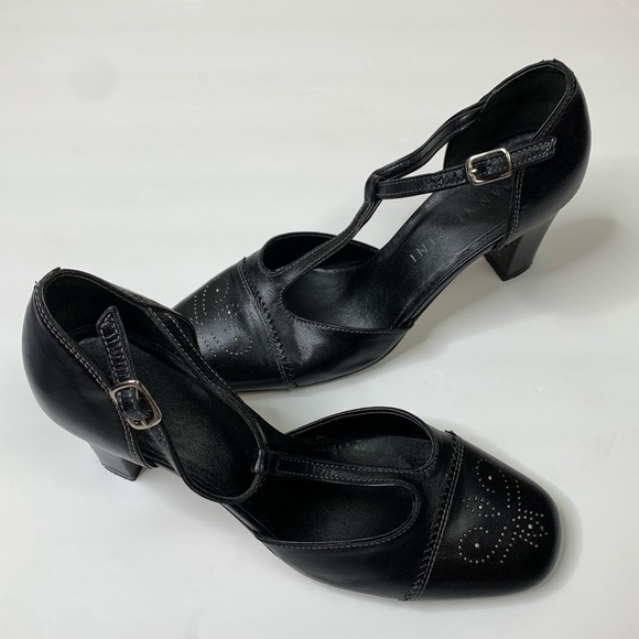 Gianni Bini Black Square Toe Ankle Strap Heels Grandma Core Retro 1930’s Style - Picture 11 of 13